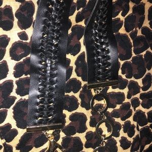 Express black leather/ Gold choker necklace